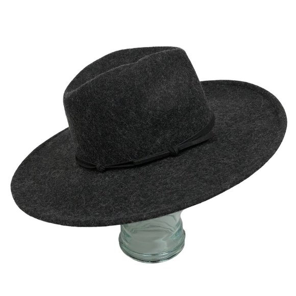 Universal Thread Accessories - NEW Universal Thread Womens Wide Brim Wool Felt Fedora Hat Charcoal Gray Western